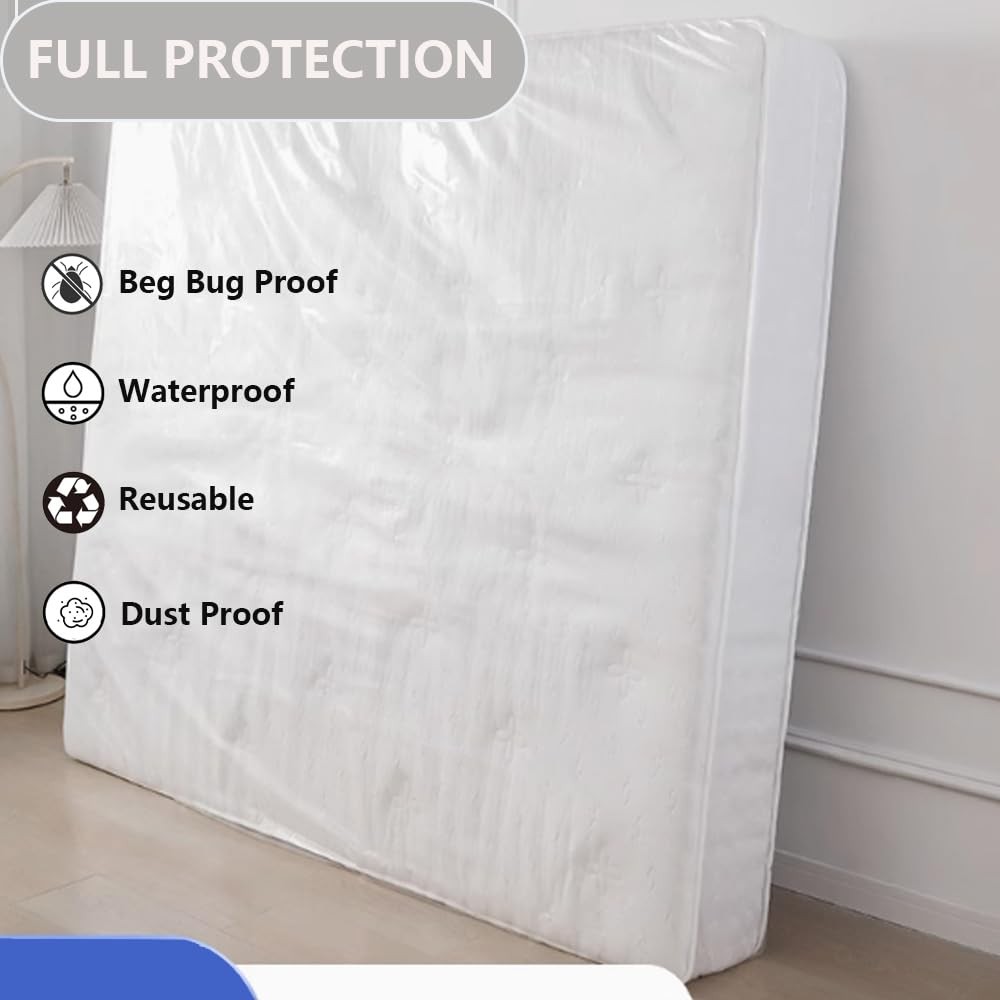 Plastic Mattress Bag for Moving Storage, Protector Queen, Clear