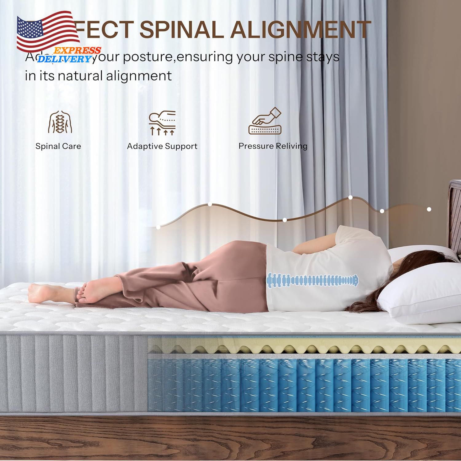 12″ Hybrid Queen Mattress Queen Size Mattresses in a Box