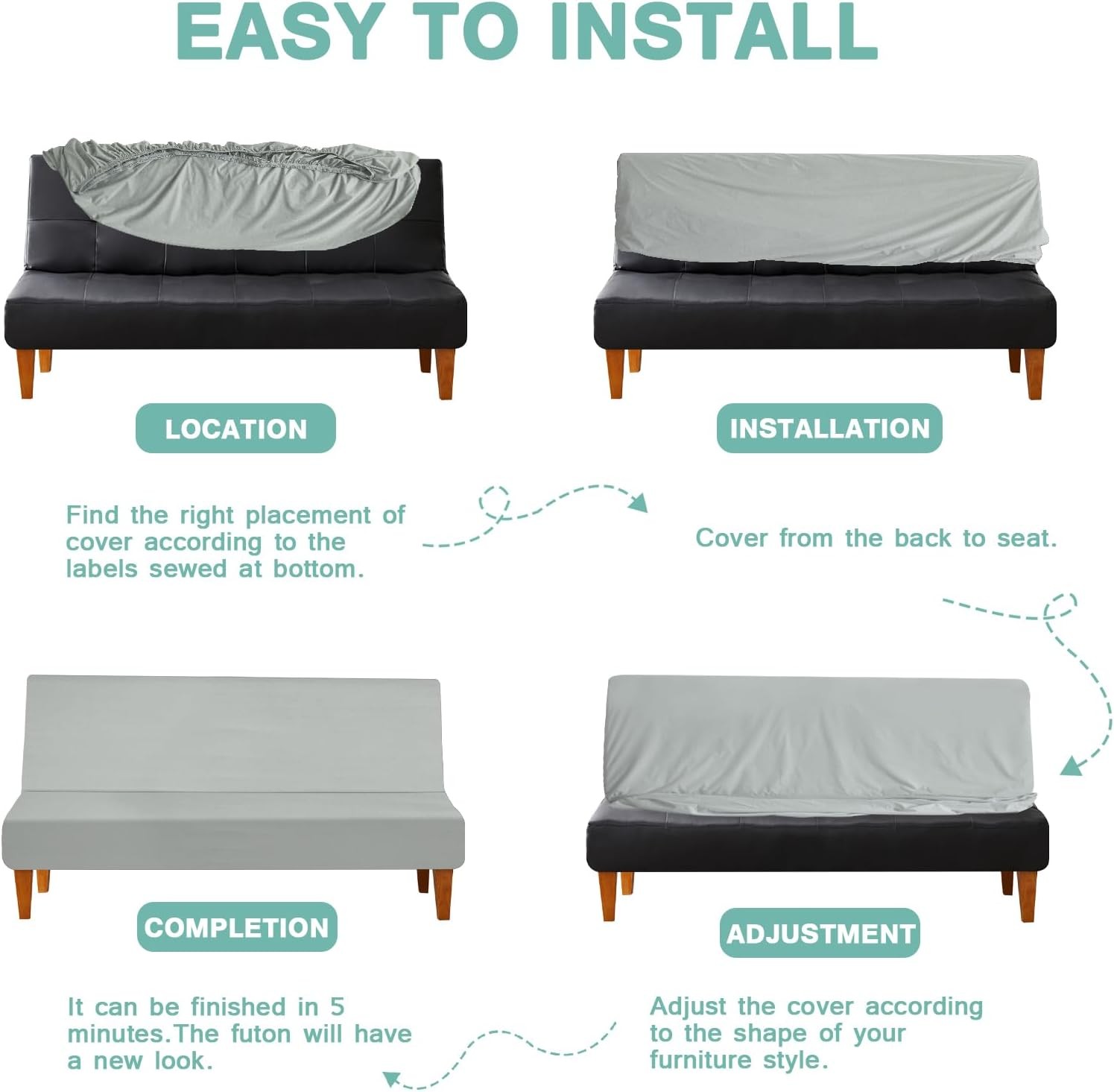 Waterproof Futon Cover for Arml Sofa Bed, Leakproof and