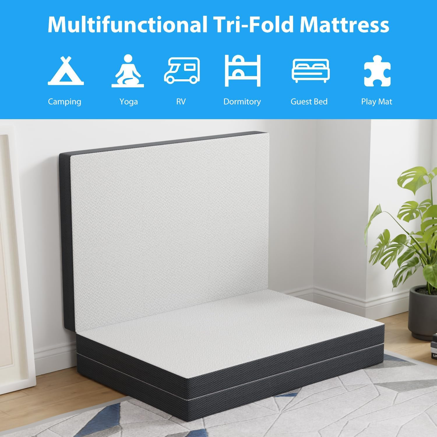 Colchon De Espuma Viscoelastica Plegable Individual Para Dormir En El Suelo Piso