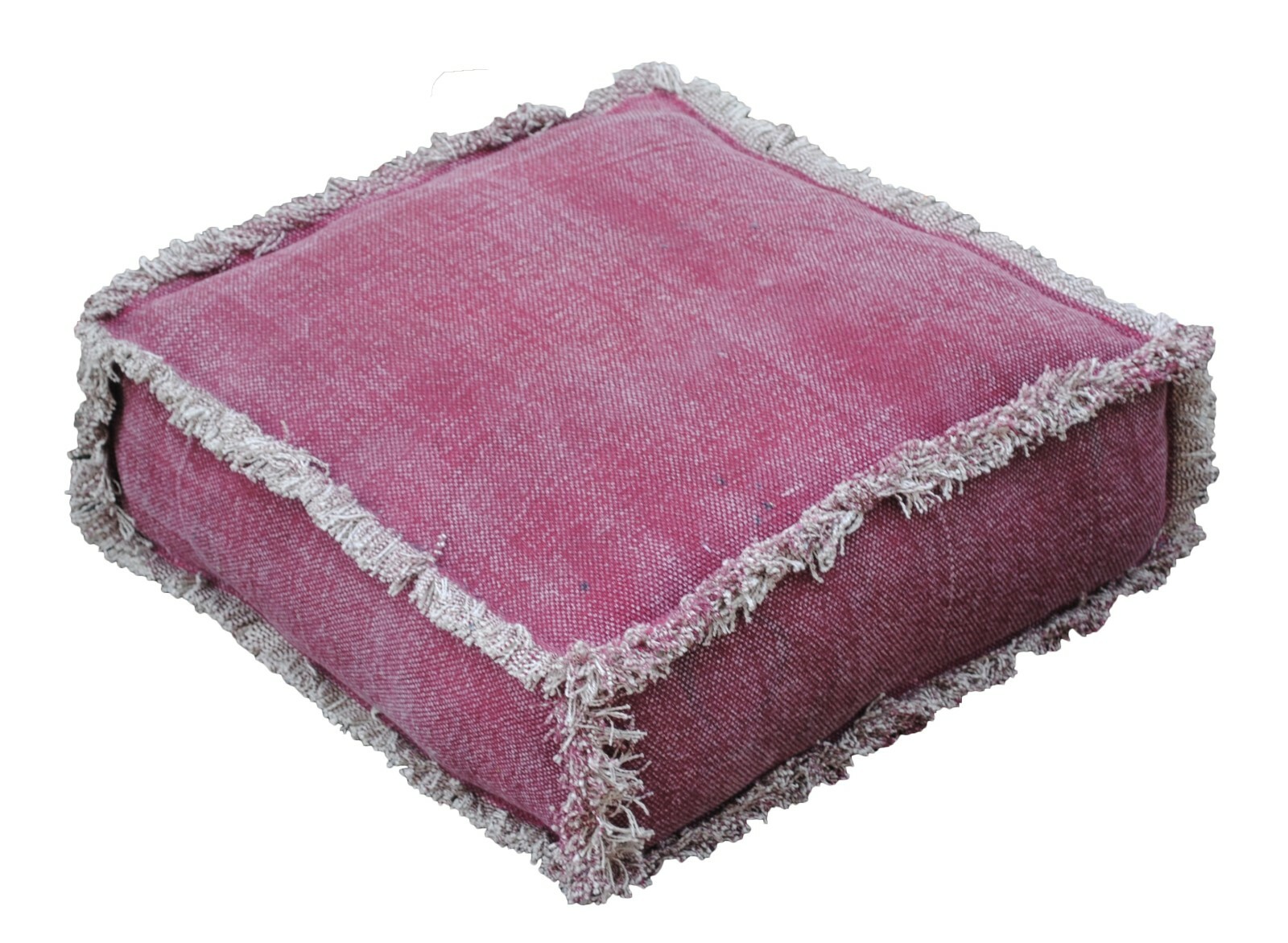 COTTON RUG RED SQUARE MATTRESS WITH FRINGES 50X50X15 CM COZY SITTING SINGLE SEAT