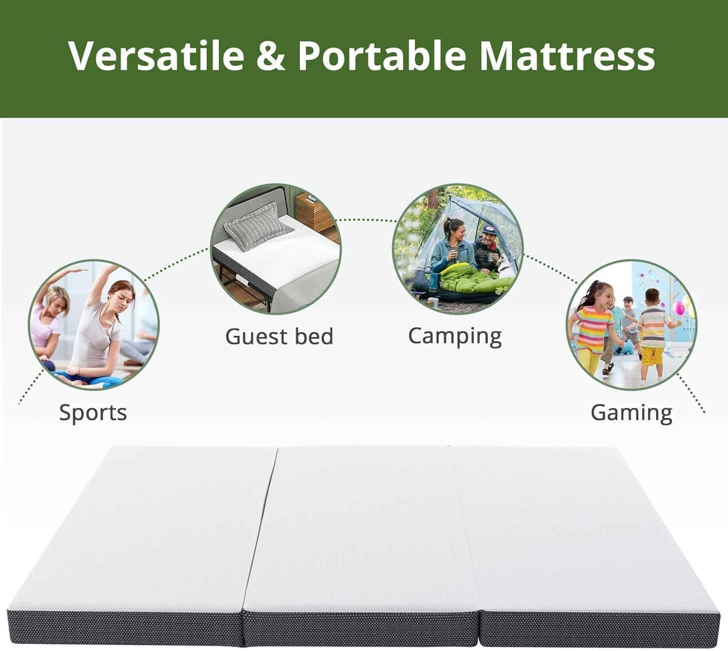YUGYVOB Foldable Mattress with Non-Slip Bottom and Removable Cover Queen