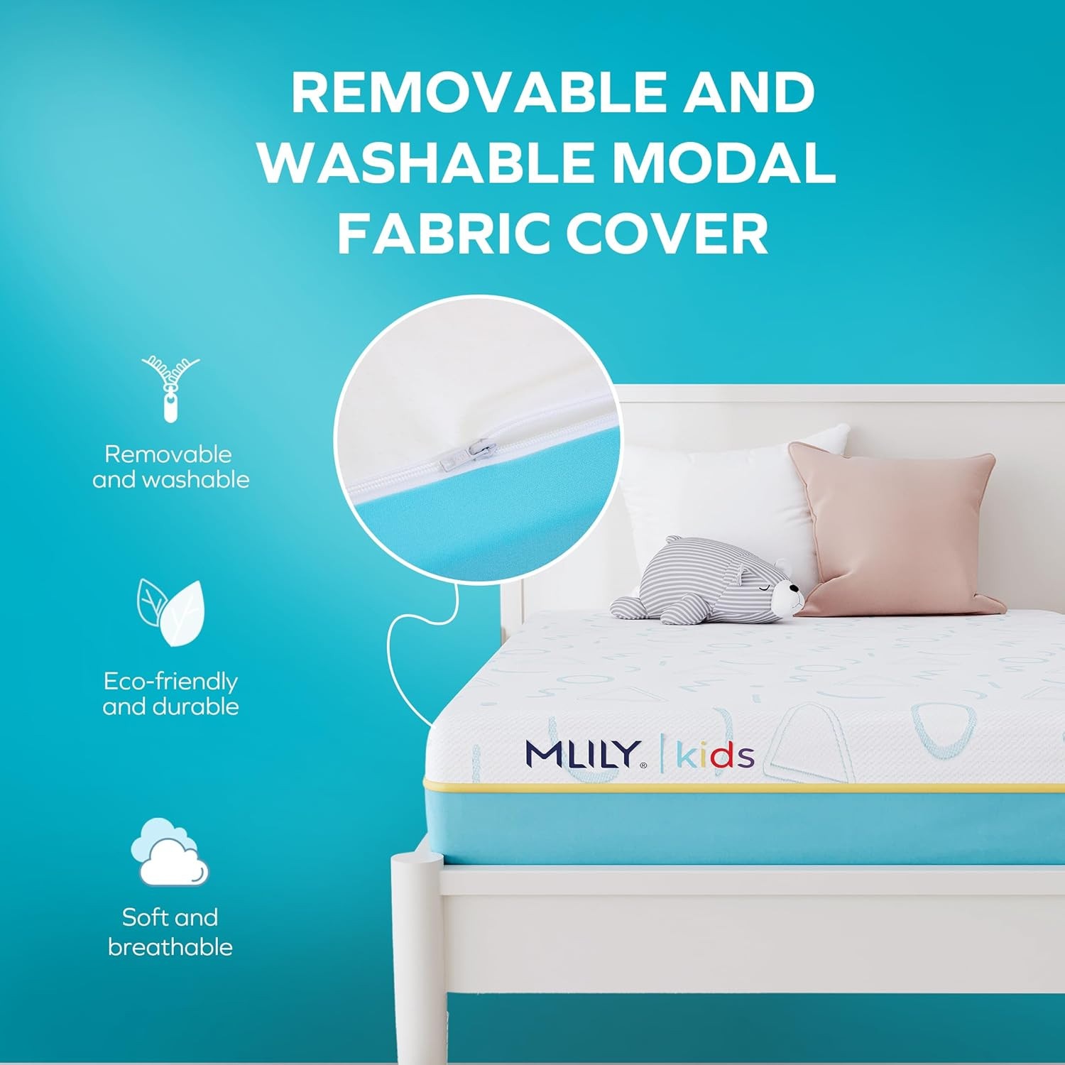 JAMA 5″ Kids Twin Mattress – Medium Firm Memory Foam – CertiPUR-US Certified