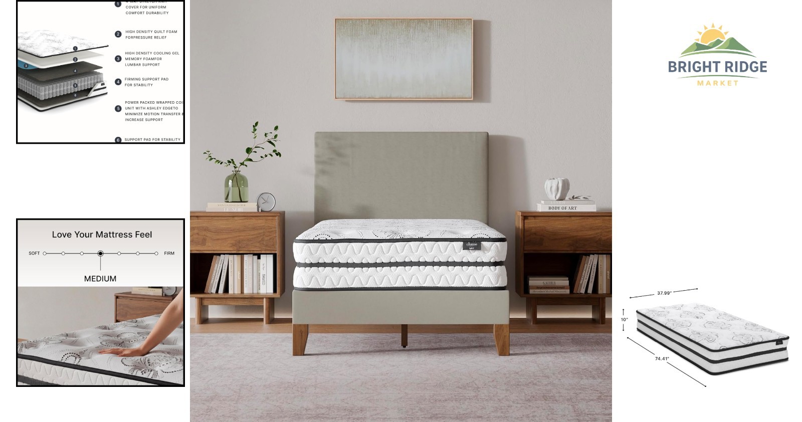 Twin Size Bed Mattress with Hybrid Design and Cooling Foam for Ultimate Comfort