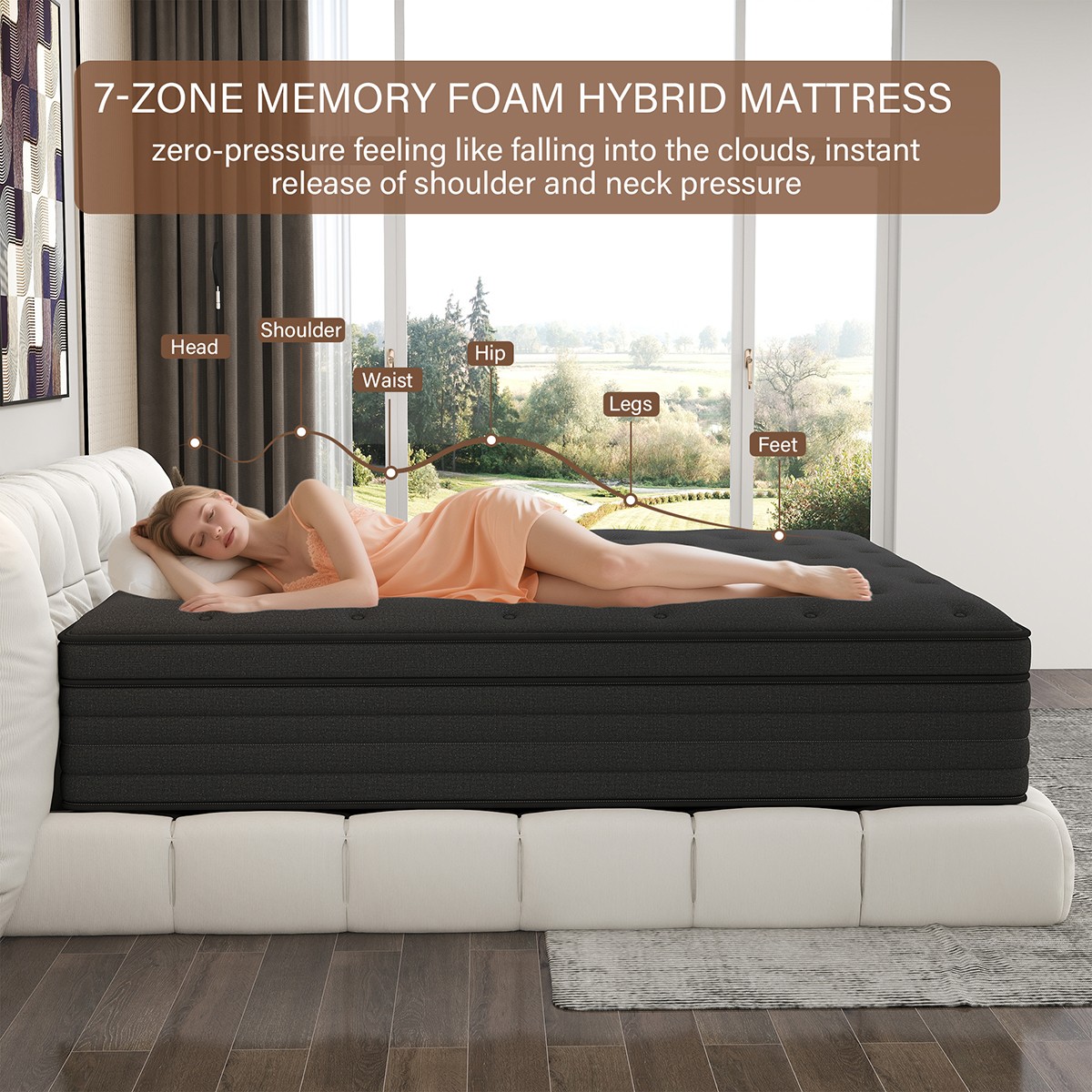 14 Inch Queen Size Hybrid Mattress Gel Memory Foam Pocket Spring Medium Firm Bed