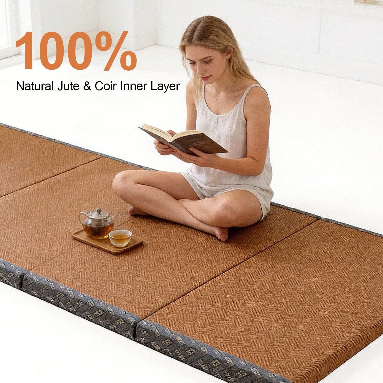 Japanese Traditional Tatami Mattress, Coconut Coir Mat Crafted From Rush Grass