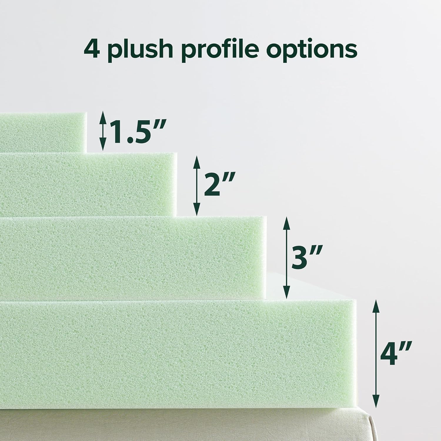 Green Tea Memory Foam Mattress Topper – 4 Inch, Full Size, CertiPUR-US