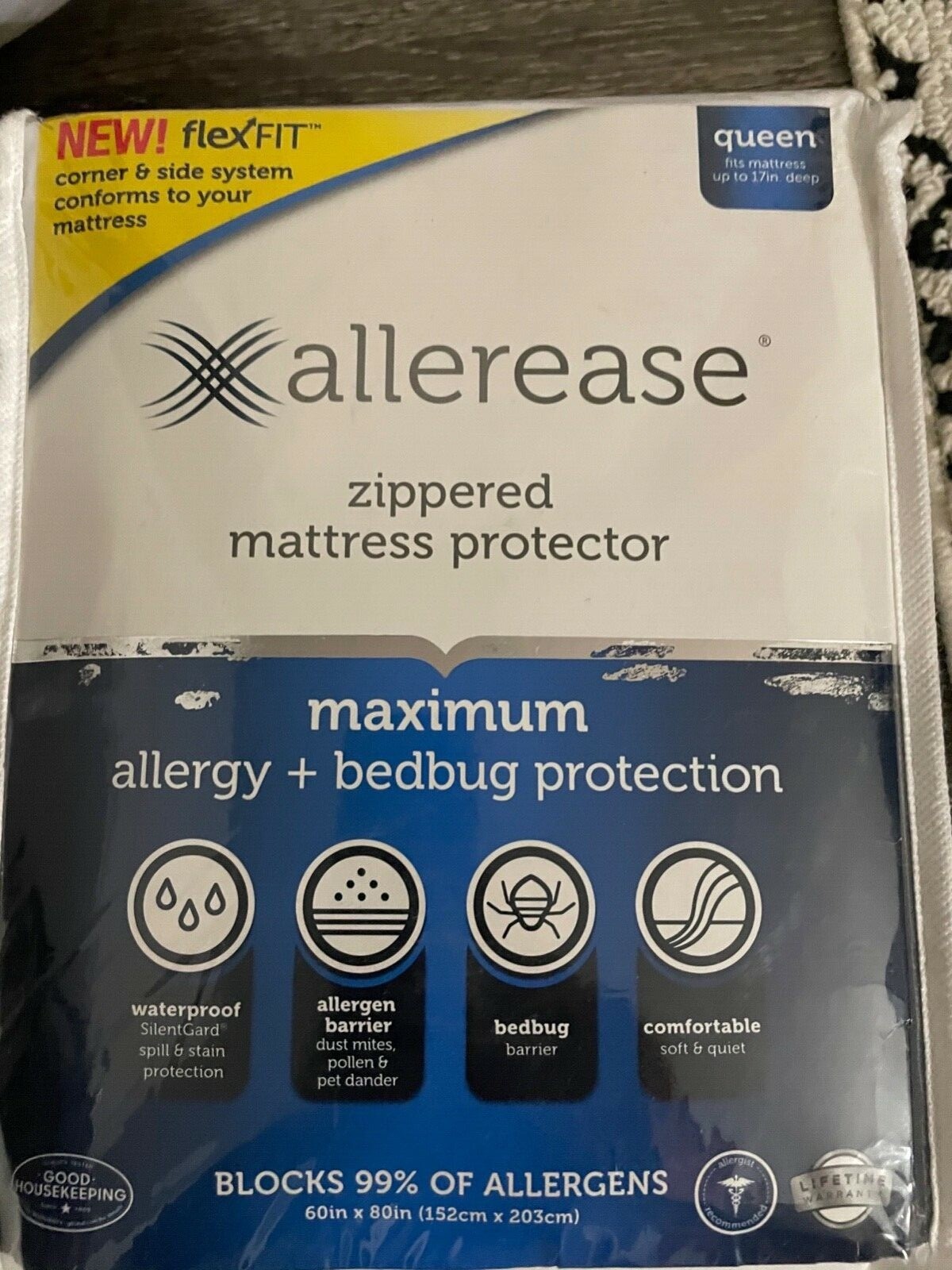 Sleepys Queen mattress, Zinus foundation and a new mattress protector