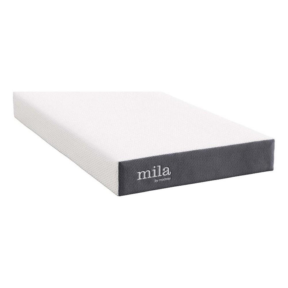 Modway Mila 8″ Twin Modern Style Memory Foam Mattress in Gray