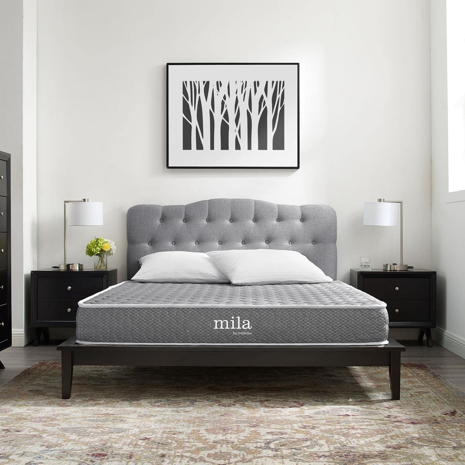 Modway Mila 8″ Queen Modern Style Memory Foam Mattress in Gray