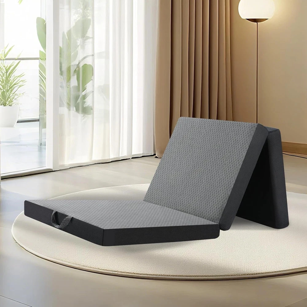 Portable Tri-Fold Memory Foam Mattress – 4″ Single Size for Travel & Camping