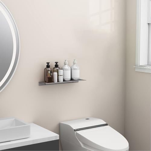 Danpoo Estante de pared de metal, pequeño estante flotante de 16 pulgadas Gris