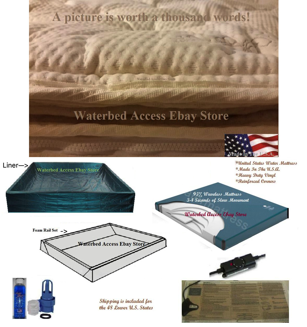 King Size Softside Waterbed Mattress with 95% Waveless & Bamboo Pillow Top Cover