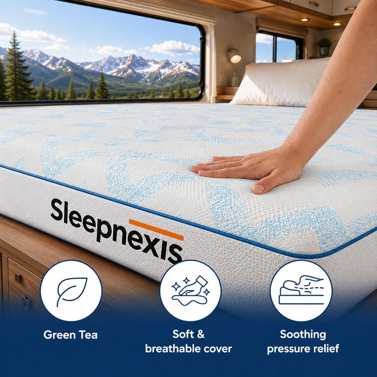 RV Mattress 8/10 Inch Cooling Gel Memory Foam, Medium Firm Support, CertiPUR-US