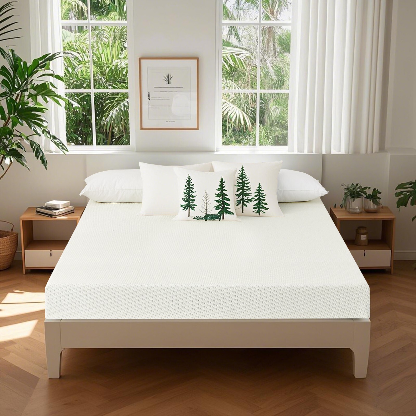 Hbaid 5″ Green Tea Memory Foam Mattress for Kids With Removable Cover, White