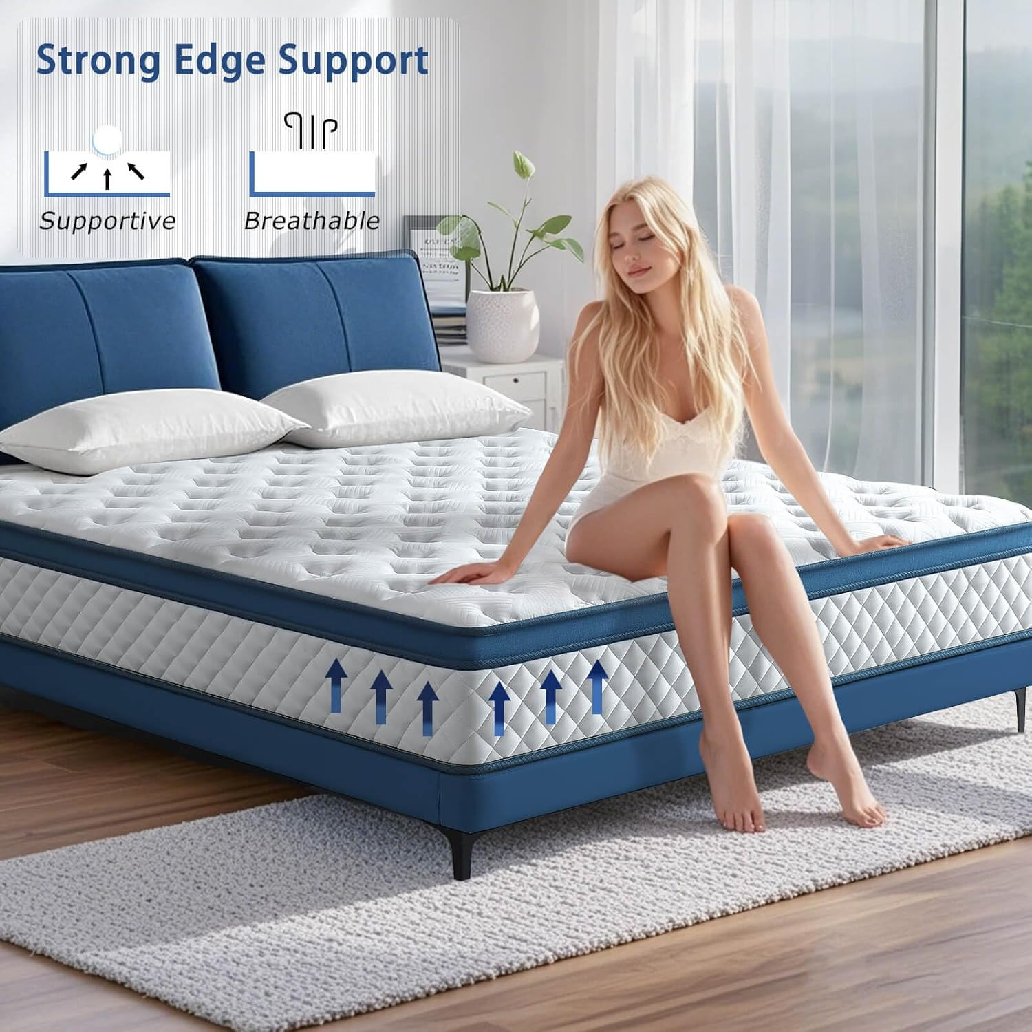 14″ King Size Hybrid Mattress, Medium Firm Memory Foam & Pocket Springs
