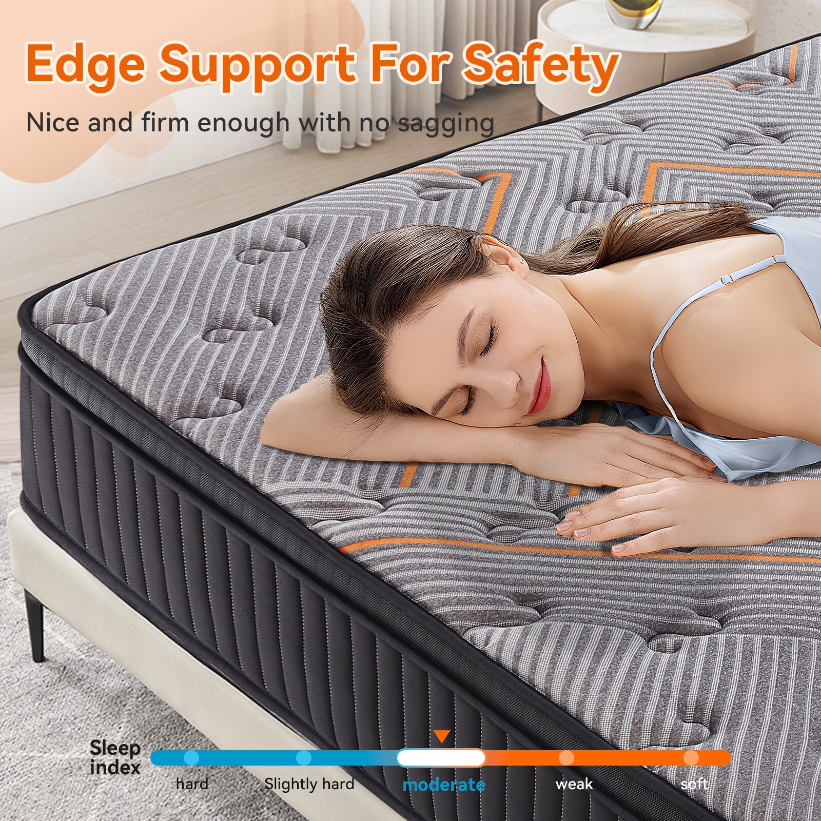 Hbaid 10″ 12″ Pocket Spring Hybrid Mattress, Twin Txl Full Queen King Size