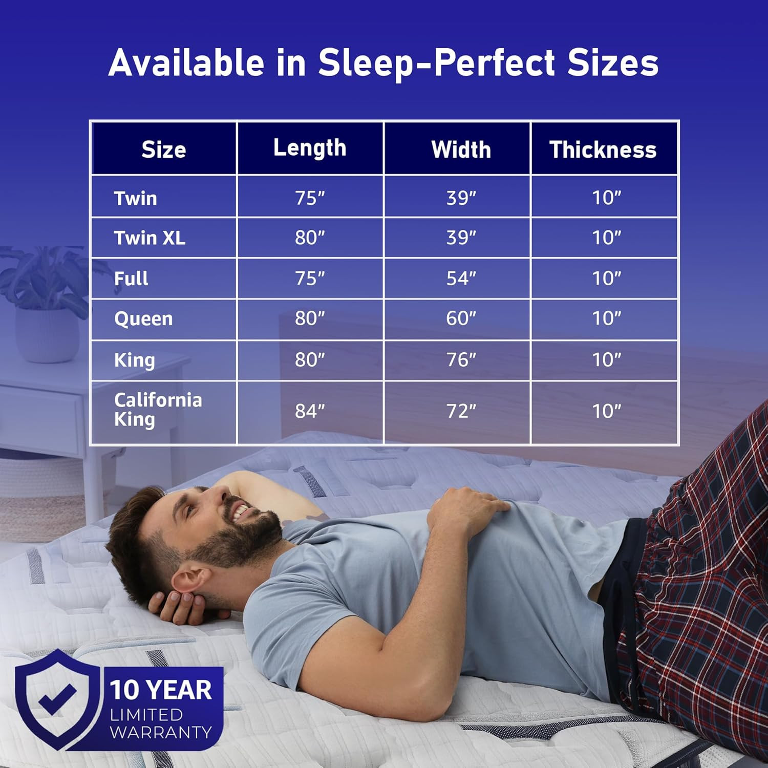 Sleep 10″ Cooling Hybrid Mattress – Gel Memory Foam & Innerspring Support