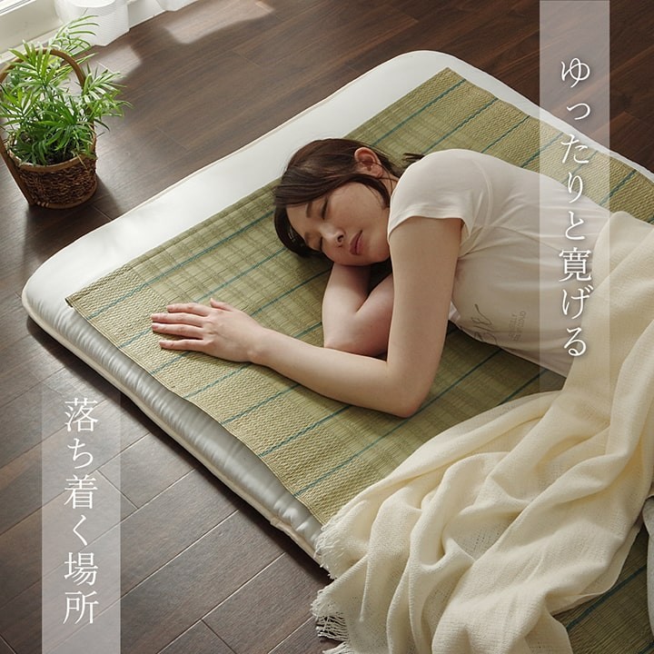 Japanese Igusa Sleeping Mat Natural Rush Grass Kyushu Made Antibacterial Cool