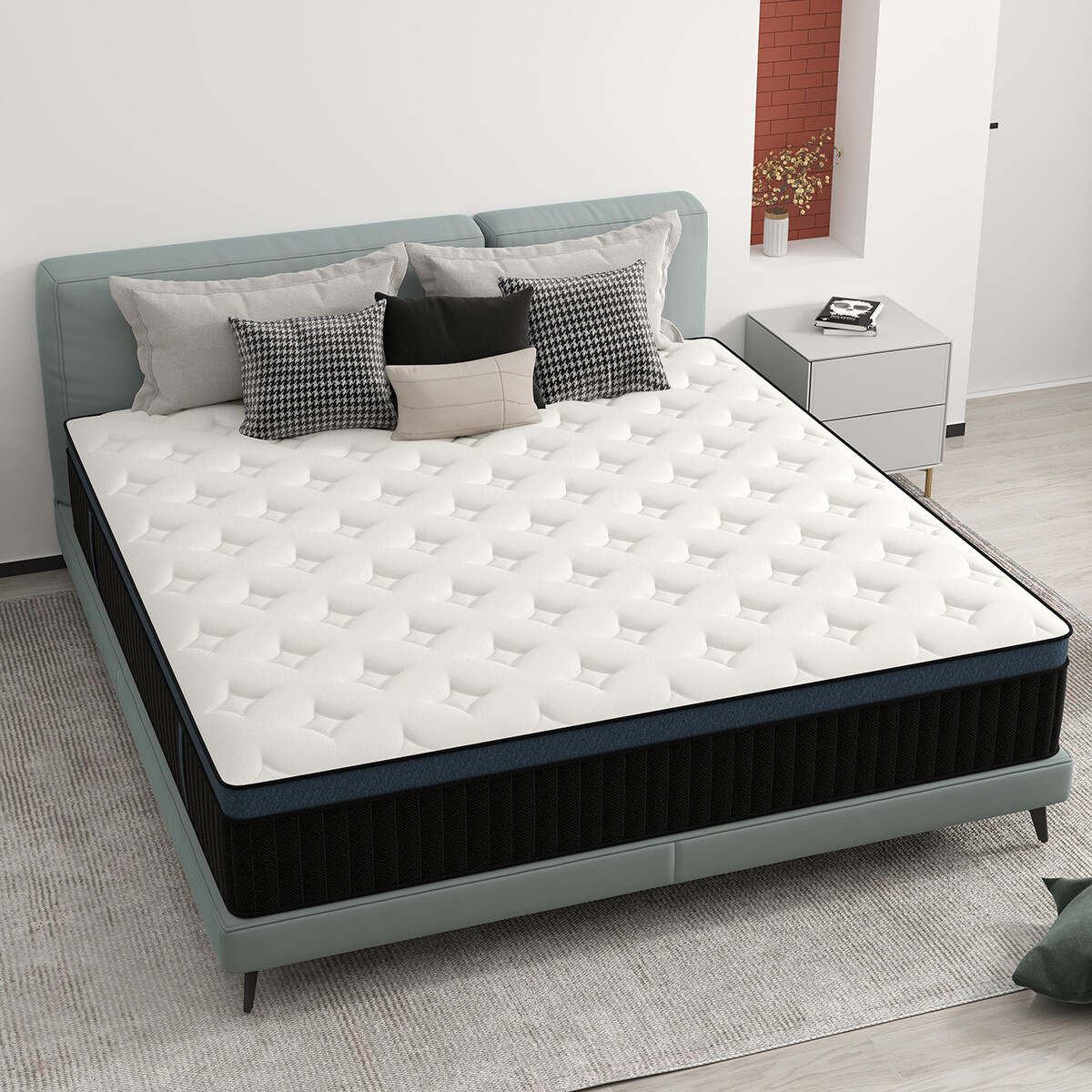 12″ 14″ Mattress Twin Full Queen King Size Memory Foam Pocket Coils Bed In a Box