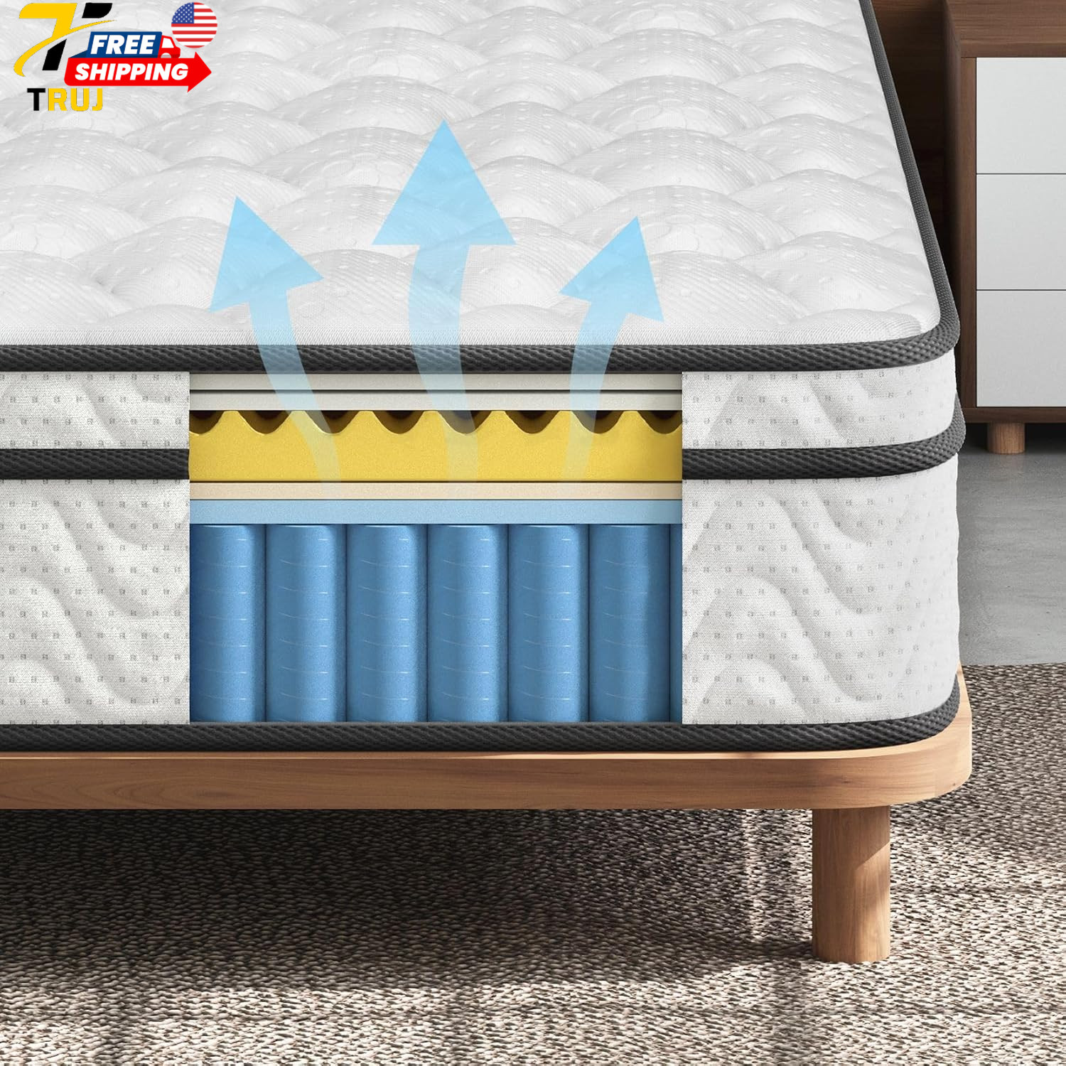 Twin XL Mattress 10 Inch Hybrid XL Twin Mattress in a Box Extra Long Twin Inn