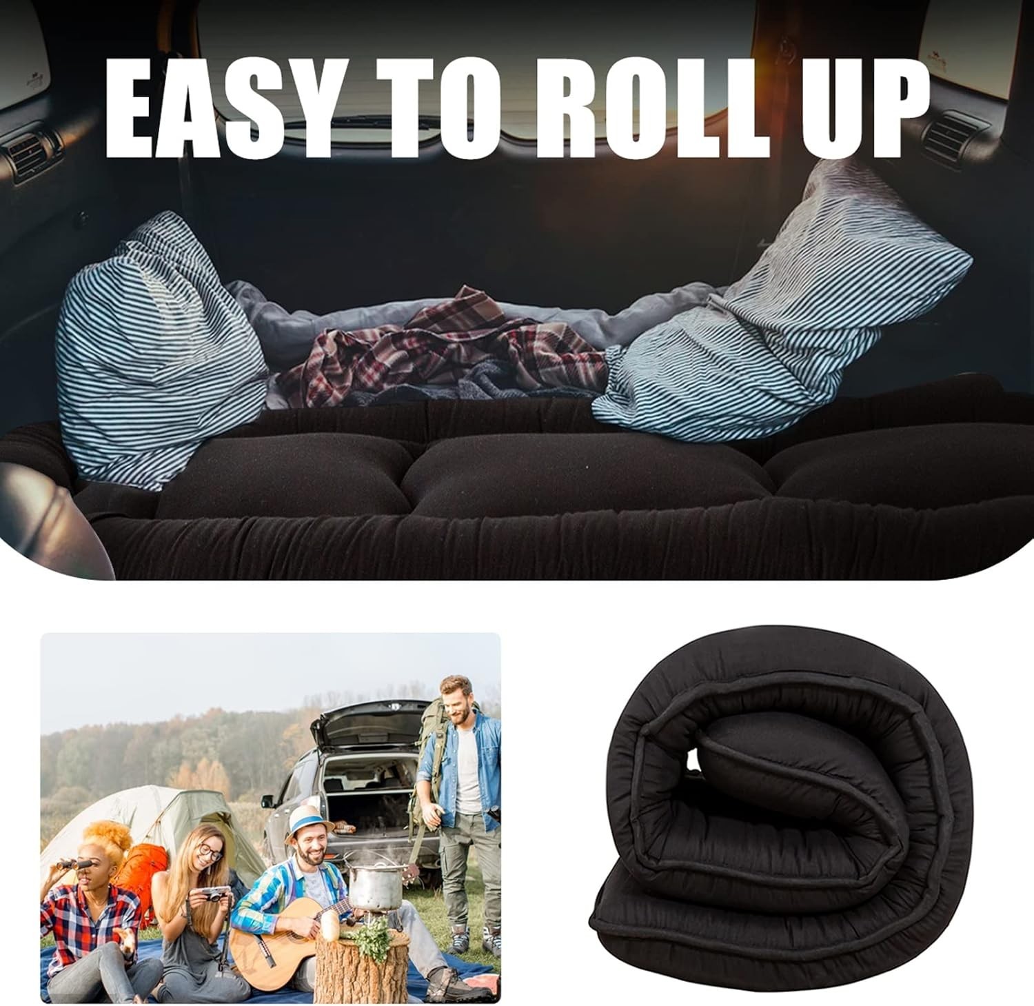 Compact 4″ Black Floor Mattress with Dustproof Cover – Versatile Adult Futon