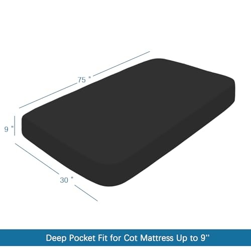 Cot Sheets 30″ x 75″ x 9″, 4 Piece Cot Sheet Set, Cot Size Cot (1 Pack) Black