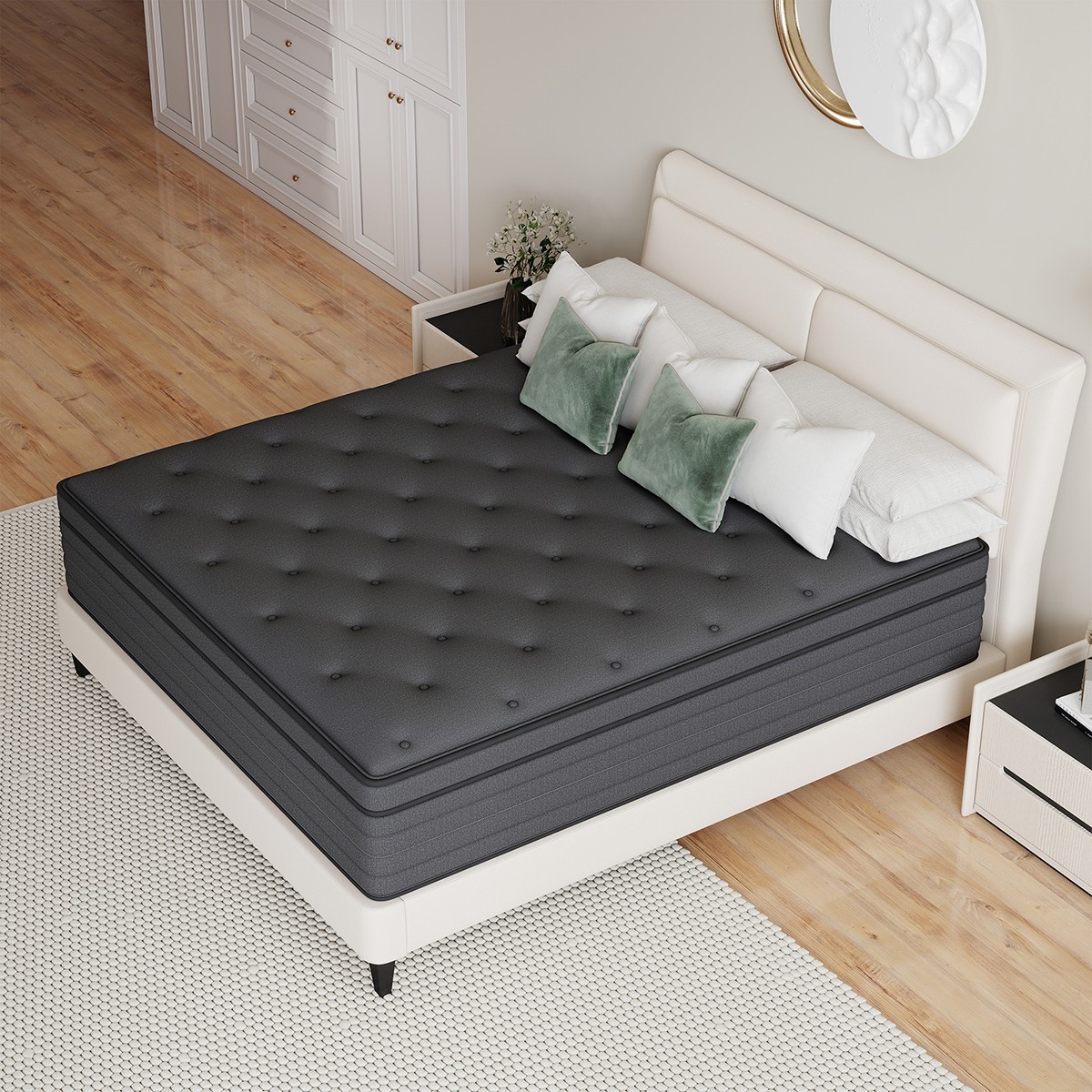 12″ 14″ Mattress in a box Twin Full Queen King Hybrid Spring Medium Firm Black