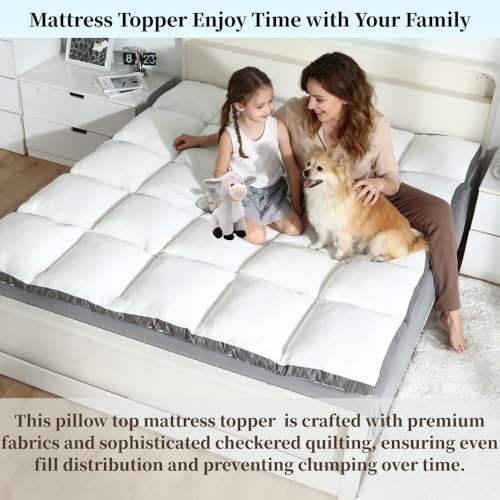 Shredded Memory Foam Bed Topper, 2000GSM Plush Pillow Top Queen-2000GSM White