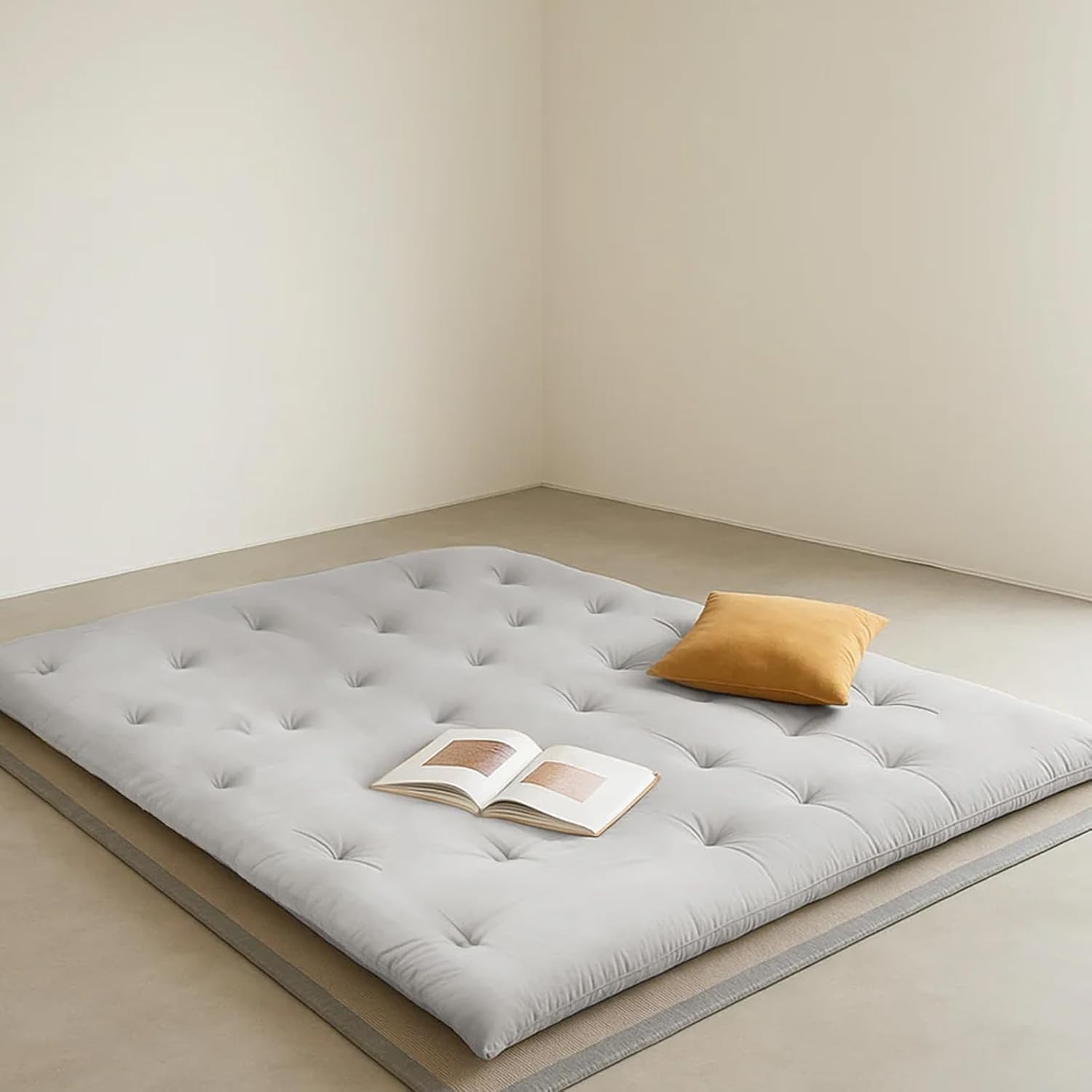 2.5″ Thick Japanese Floor Futon Mattress – Twin Size Cotton Sleep Pad for Travel