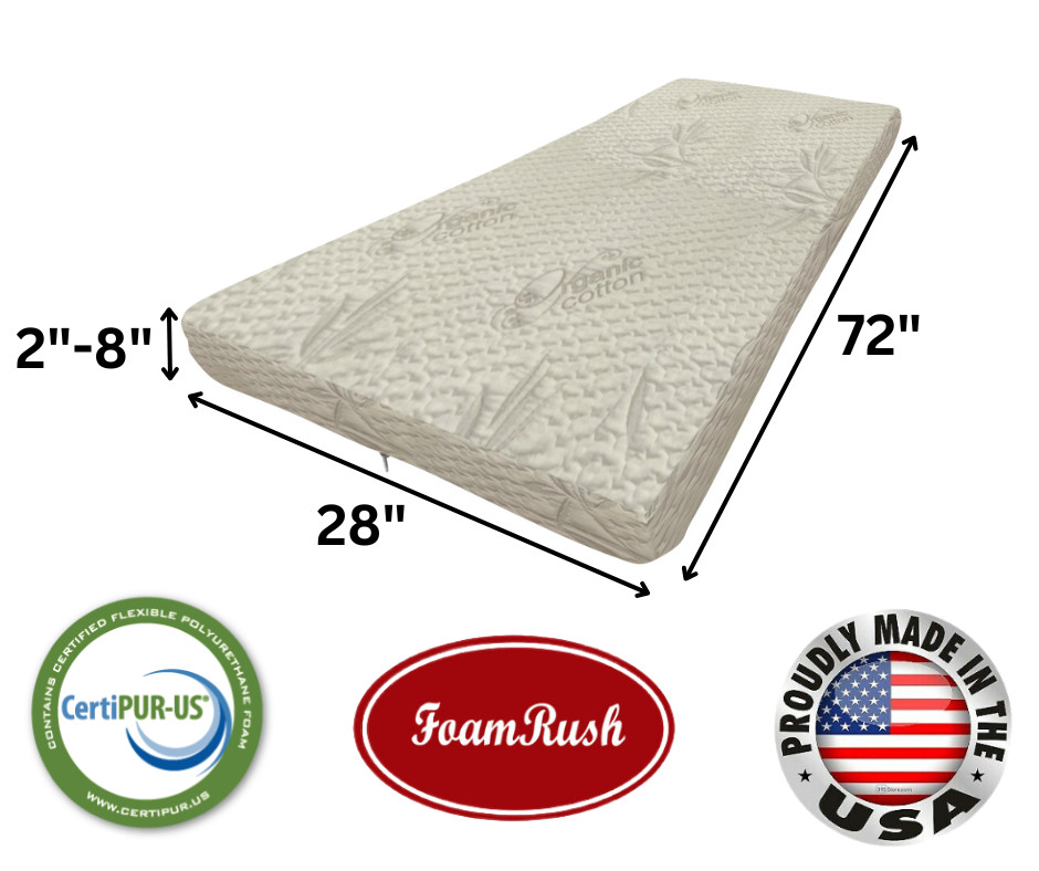 FoamRush Bunk (28″ x 72″) Cooling Gel Memory Foam RV Mattress Medium Firm USA