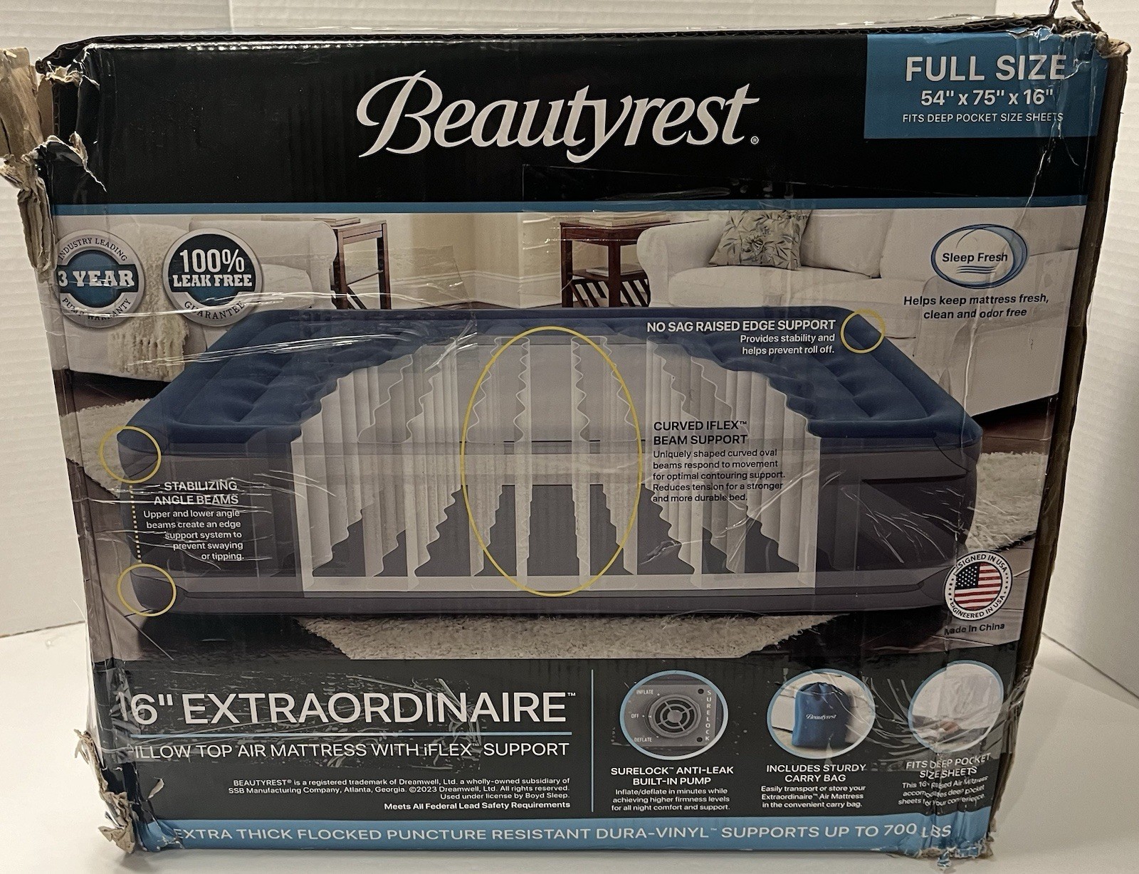 Beautyrest Simmons Extraordinaire Raised iFlex 16″ Air Bed Mattress MM06517DB