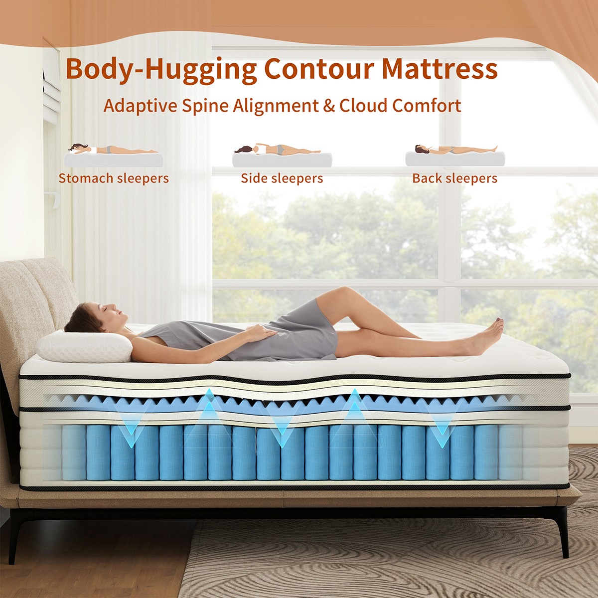 12″ Mattress Full Queen King Size Gel Memory Foam Hybrid Spring Bed in a Box