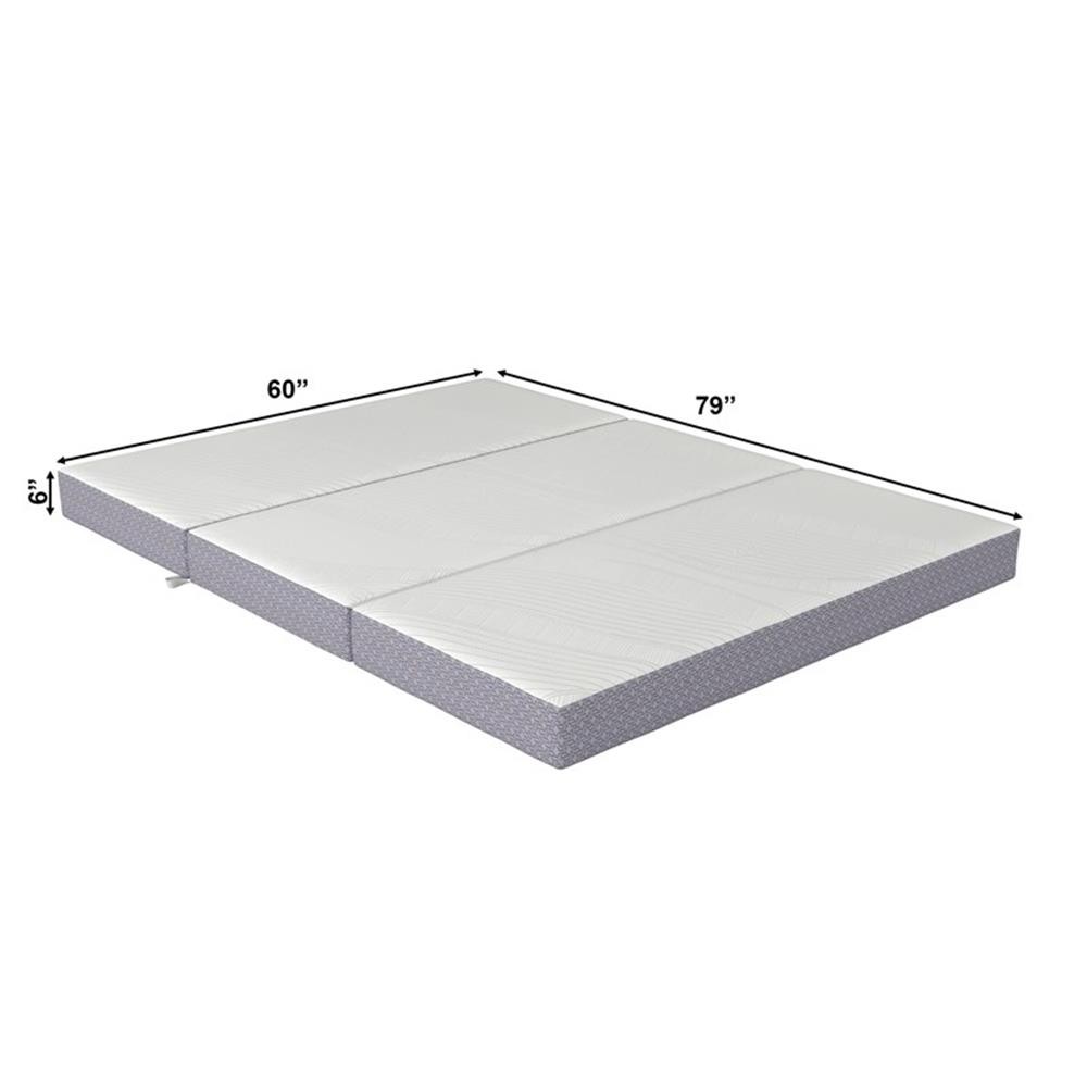 Maklaine Contemporary Queen 6″ Memory Foam Folding Mattress in Gray