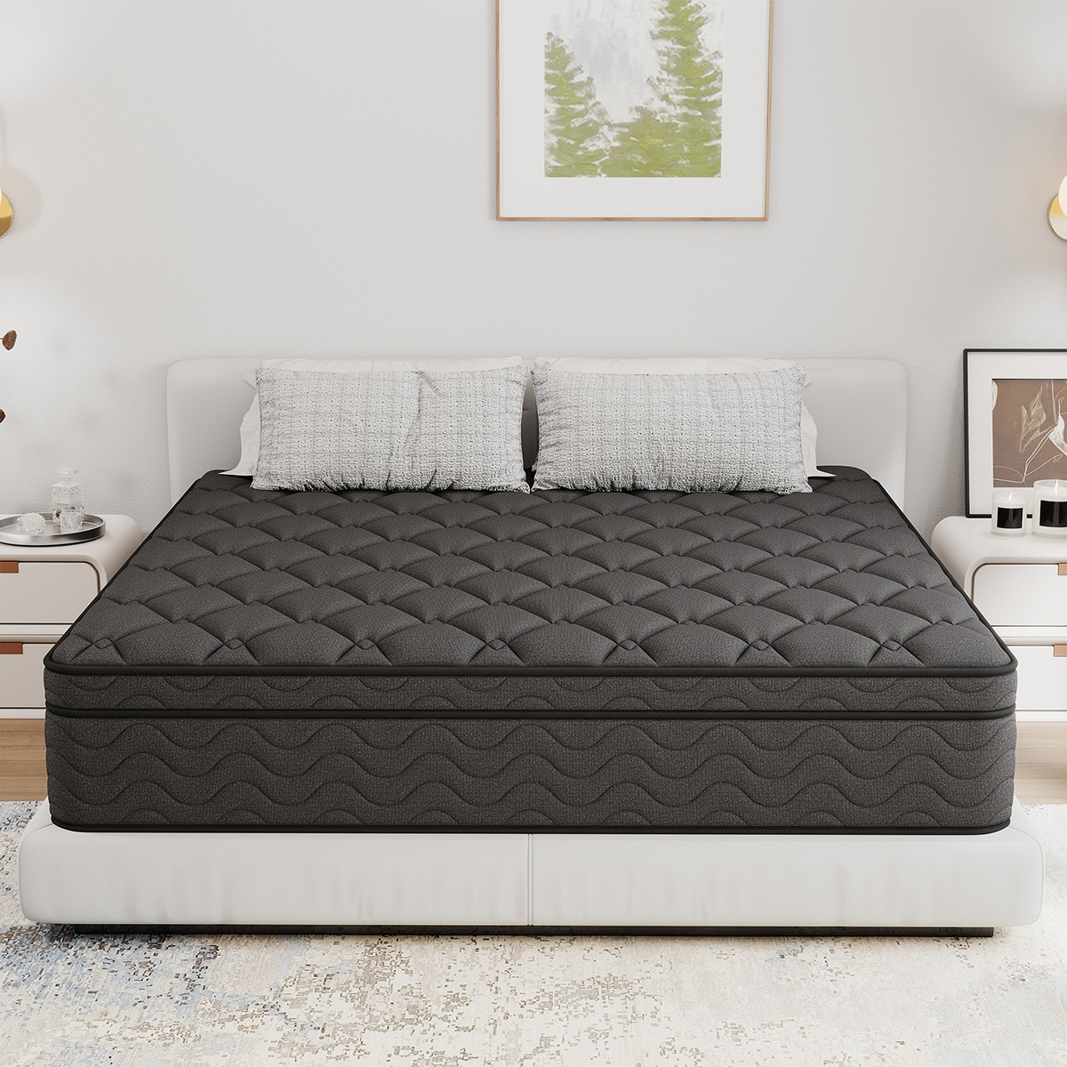 12″ Hybrid Mattress in a Box Pocket Spring Gel Memory Foam Twin Full Queen King
