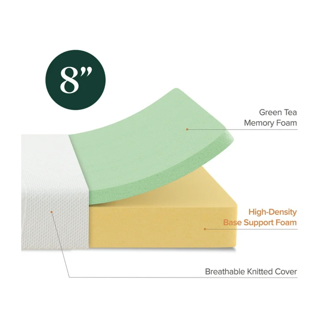 Zinus Spa Sensations Serenity 8″ Memory Foam Mattress, Twin – Free Ship USA