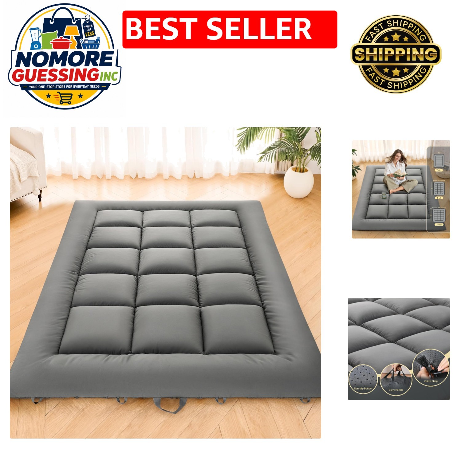 Queen Japanese Floor Mattress – Foldable Futon with Memory Foam Comfort