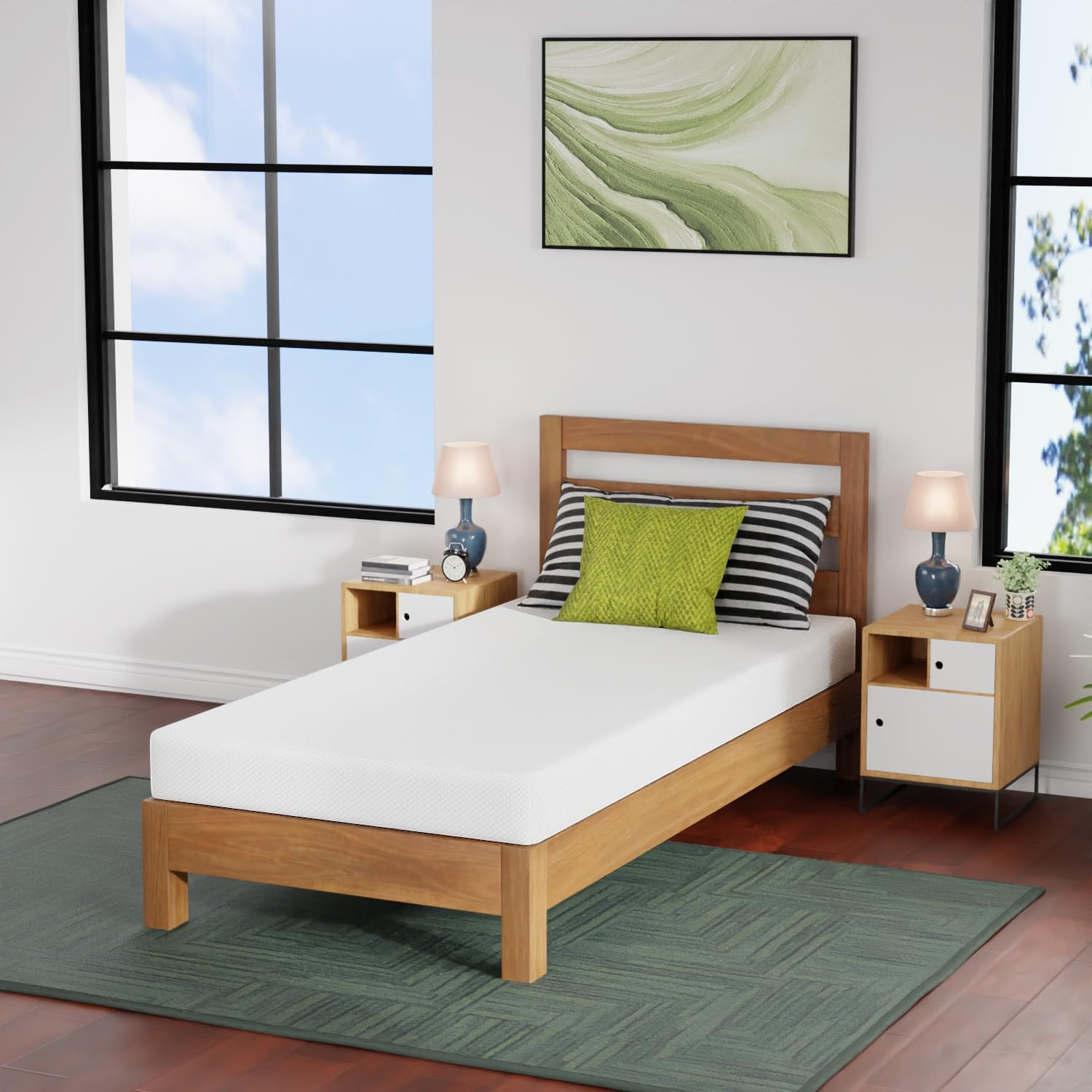 | 6 Inch Twin XL Mattress | Medium Firm | Gel Memory Foam Mattress | White | Bed