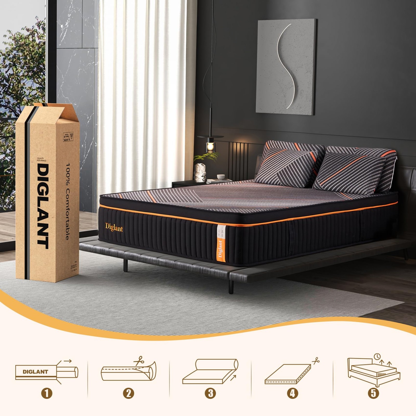 Mattress California King 14 Inch Plush Hybrid Soft Memory Foam CertiPUR-US