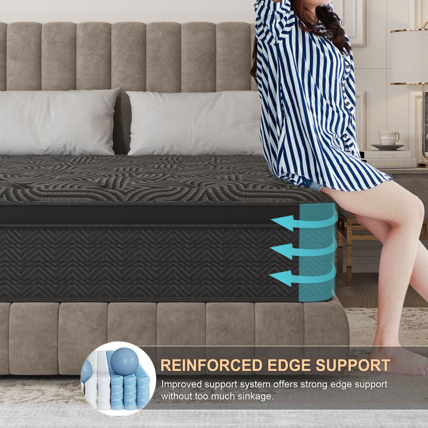 9″12″14″ Twin Full Queen King Size Mattress in a Box Hybrid Spring Memory Foam