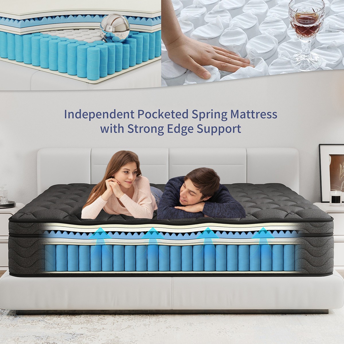 12″ Hybrid Mattress in a Box Pocket Spring Gel Memory Foam Twin Full Queen King
