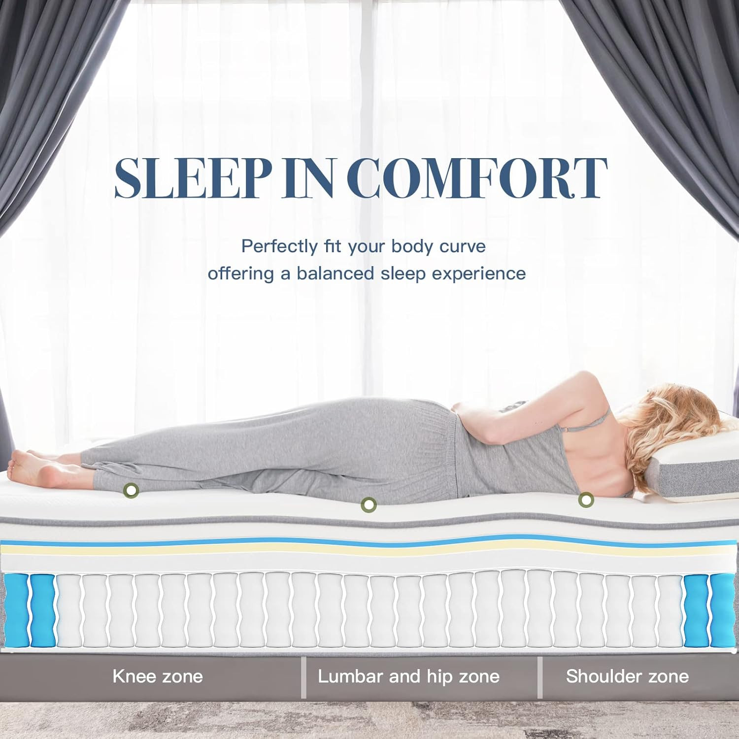 DIGLANT 12″ Queen Hybrid Mattress – Euro Top Gel Foam & Pocket Springs, Medium F