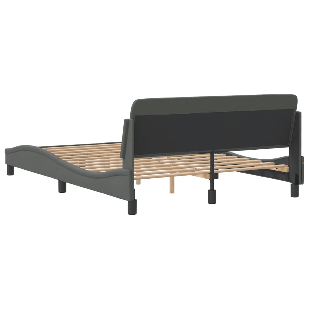 Bed Frame “Dover” Dark Gray 53.9″x74.8″ Fabric vidaXL