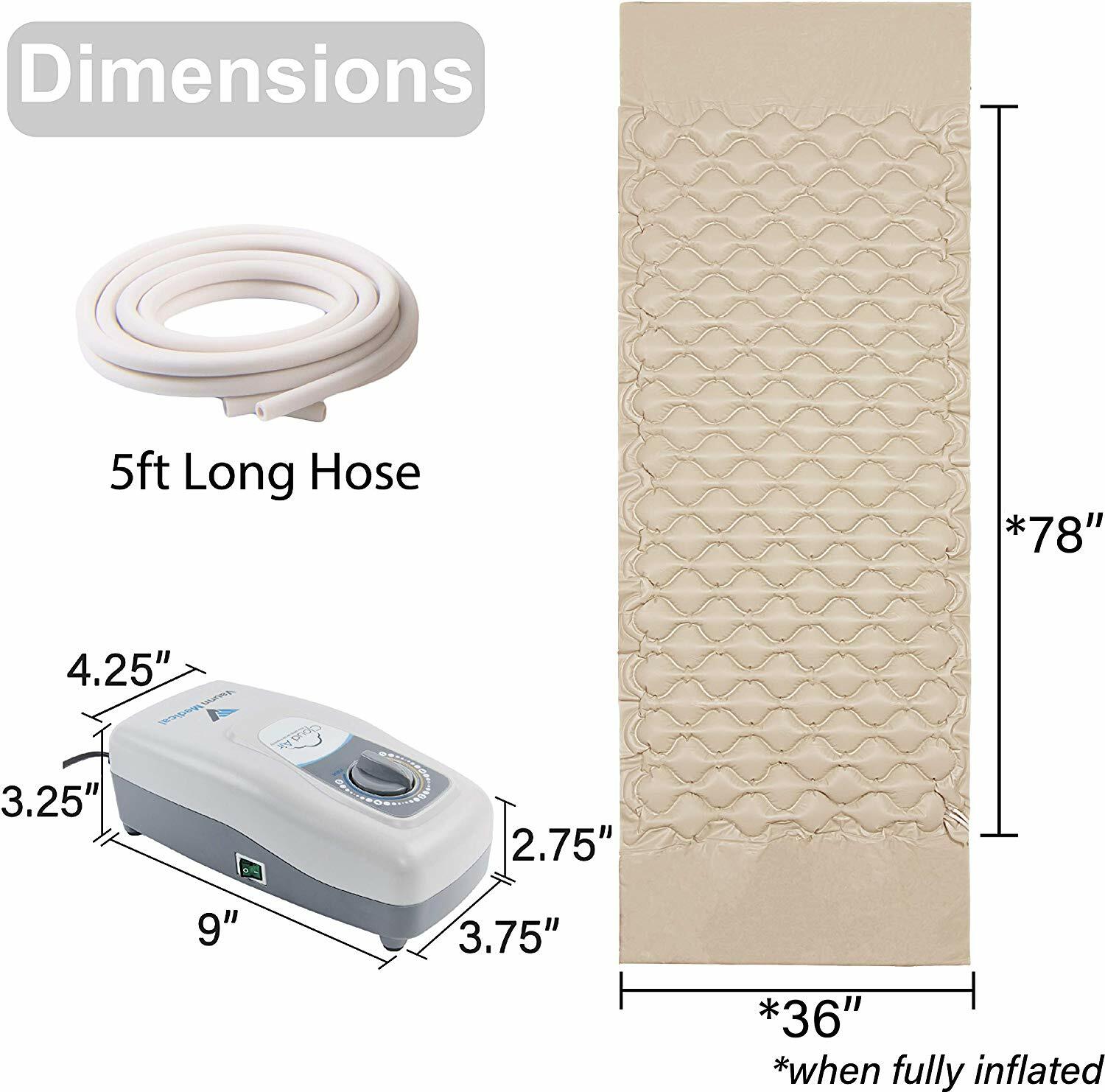 Vaunn Medical Alternating Air Pressure Mattress Topper Twin Size 36″ x 78″ x 3″