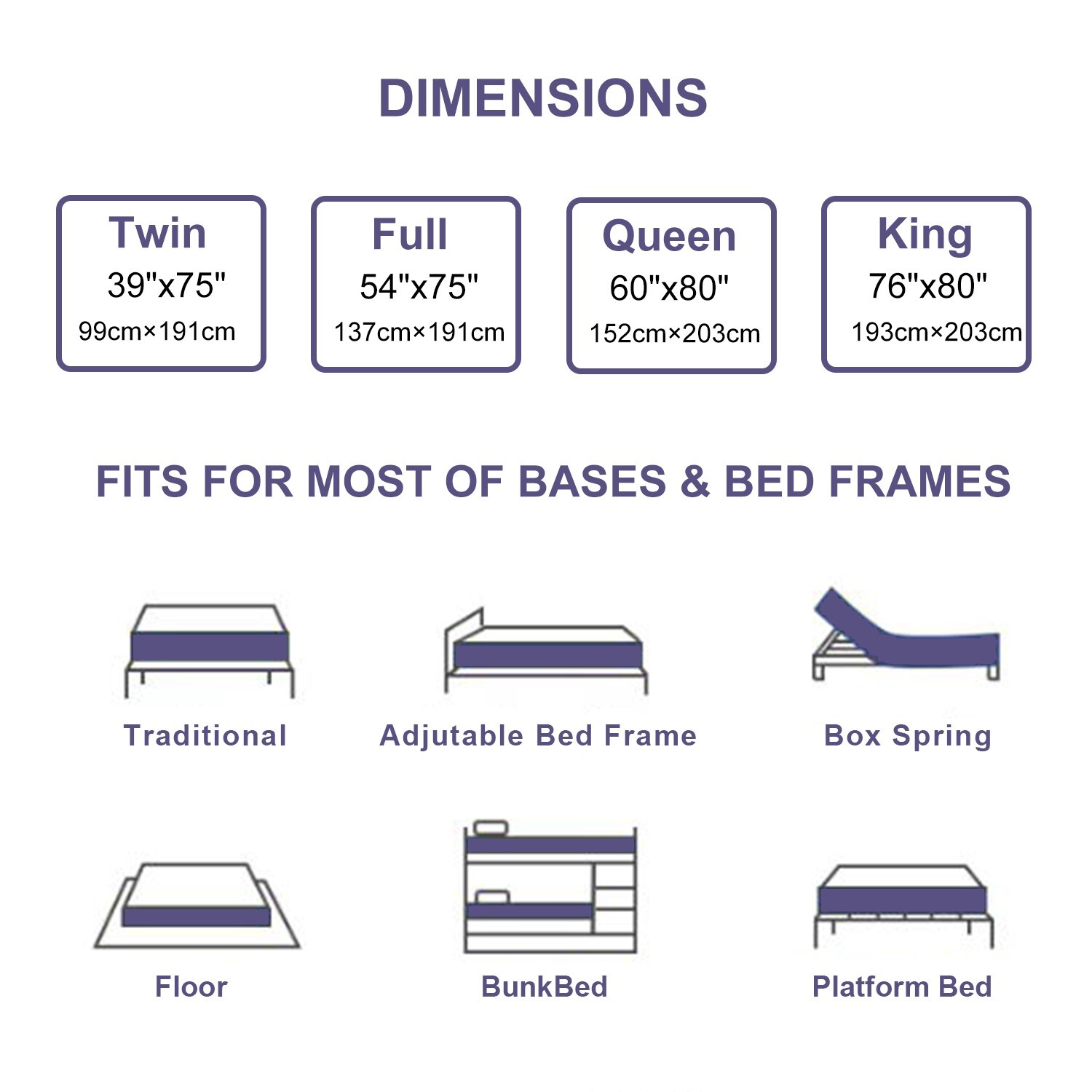 MRH 12-Inch Gel Memory Foam Mattress Twin Full Queen King Hybrid Mattress white