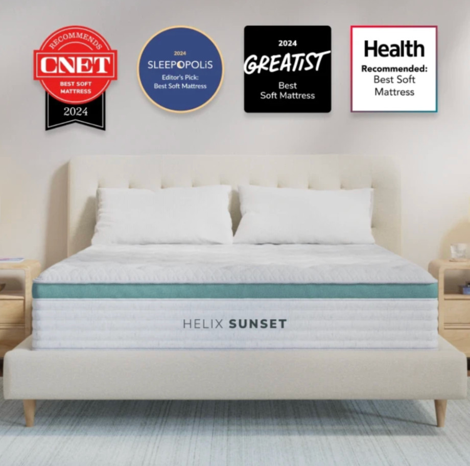 Helix Sunset King Mattress Soft Side Sleeper Hybrid Open Box