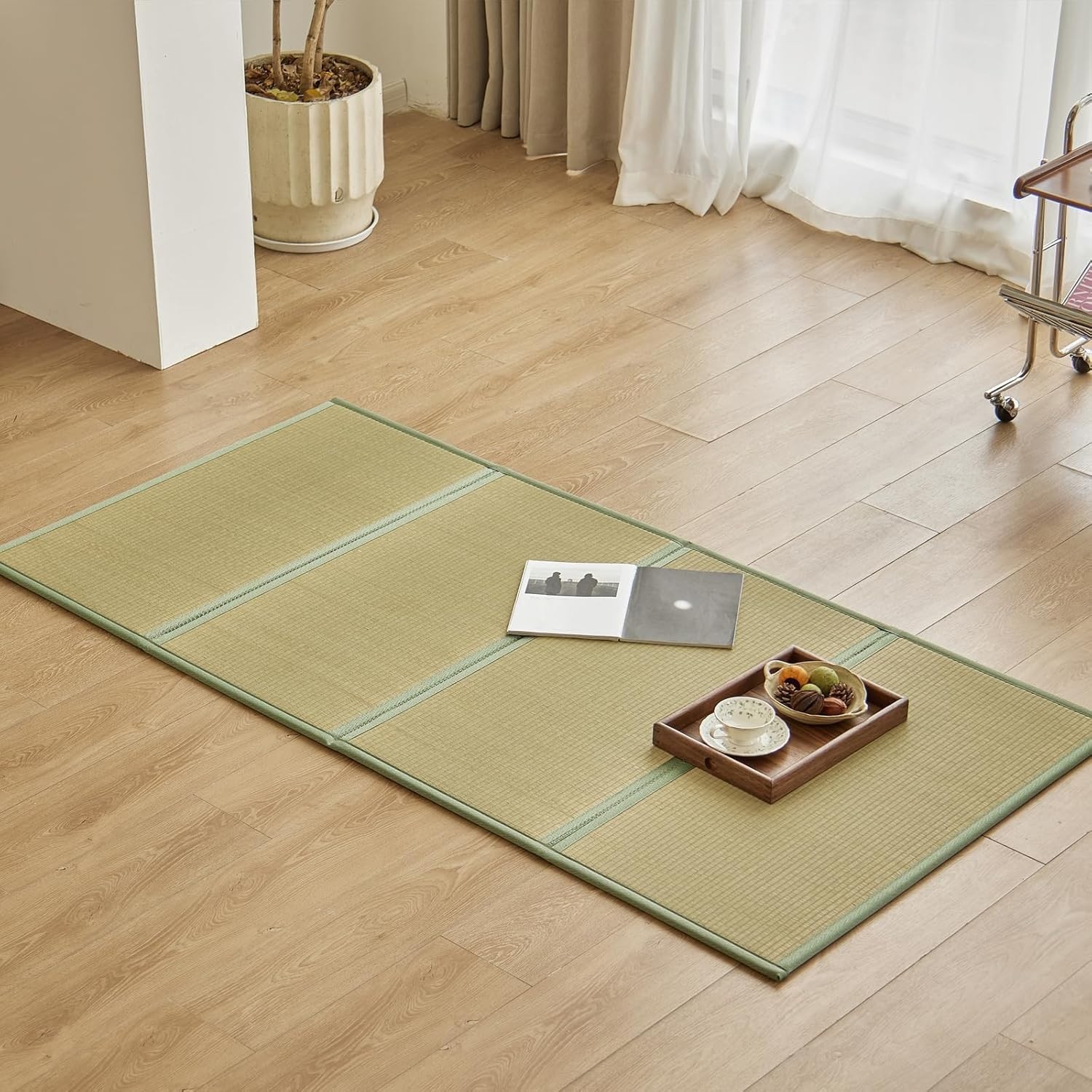 Japanese Tatami Mat,(Twin XL,83″ x 39″ x 0.5″),100% Rush Grass Portable#2564M Y1