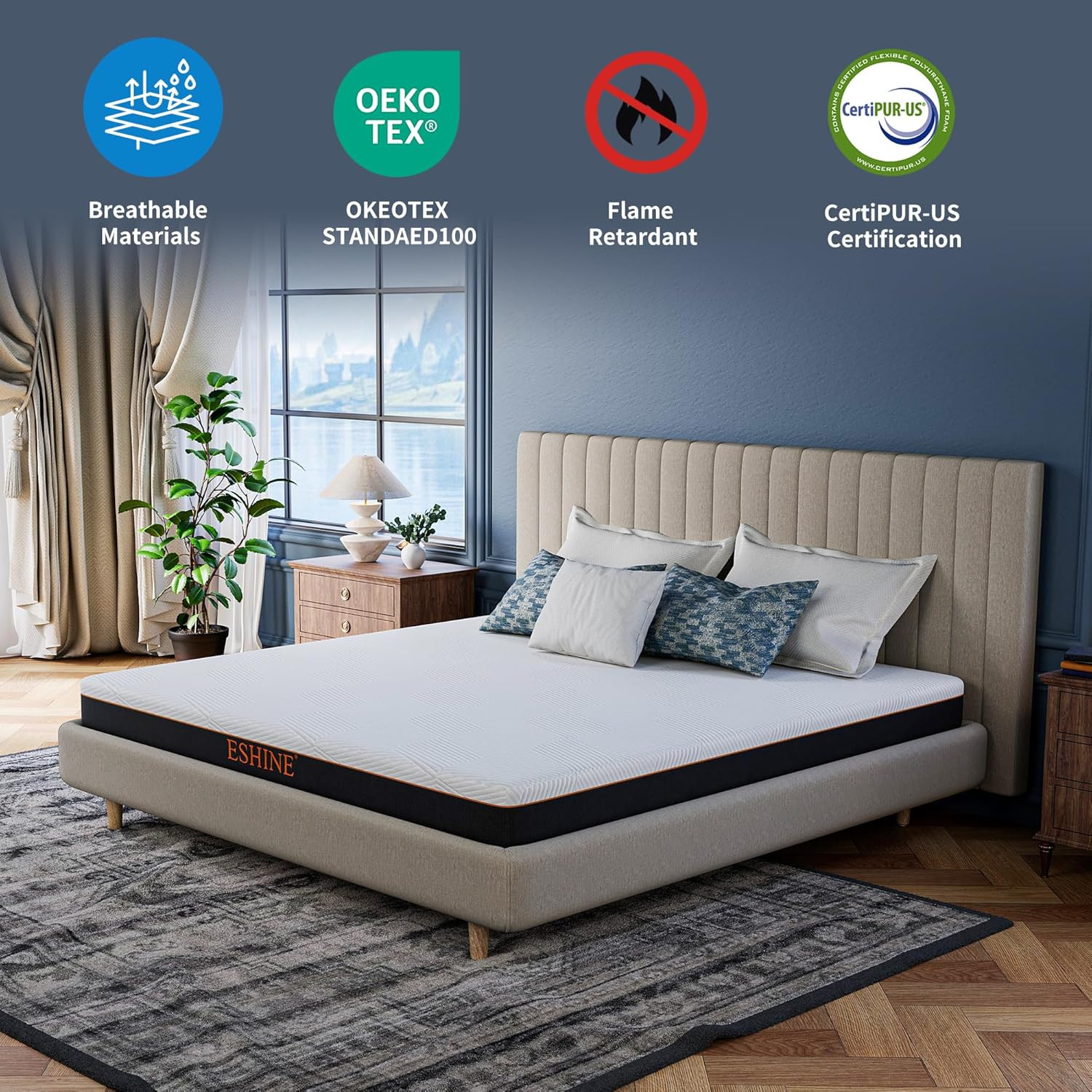 ESHINE King Mattress for Back Pain Relief, 8 Inch Cooling Gel Memory Foam – USA
