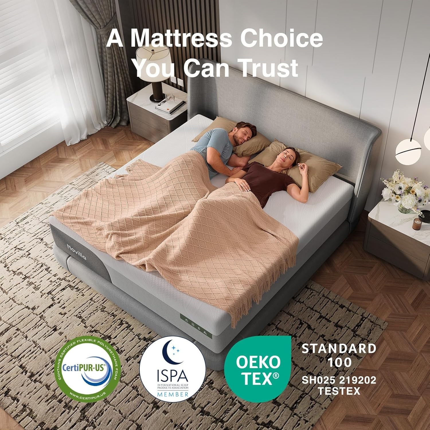 14 Inch Memory Foam Mattress Queen Size Grey Novilla Gel-Infused Bliss Cooling