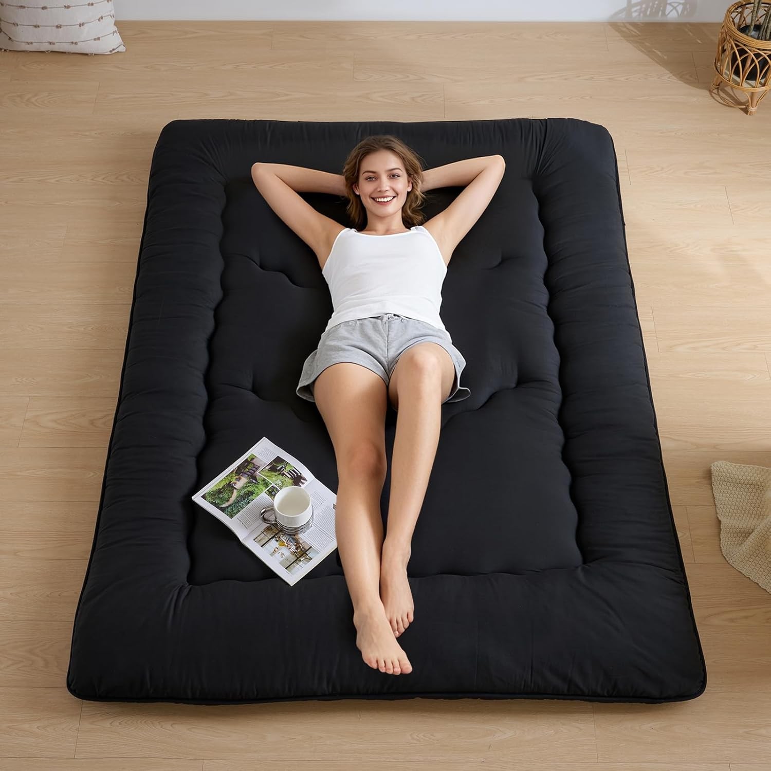 Japanese Floor Mattress 3.5″ Thicken Futon Mattress Tatami Mat High Density Foam